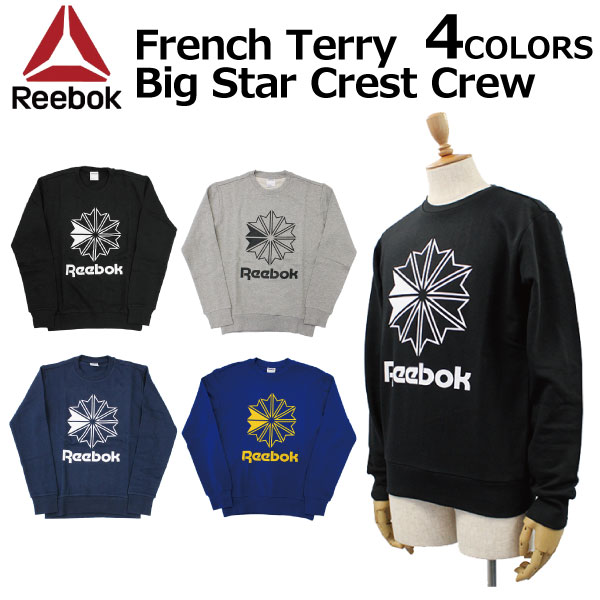 Reebok Classic リーボック クラシック French Terry Big Star Crest Crew フレンチテリー ビッグ スタークレスト クルートレーナー フリース メンズ ロゴプリント DT8121 DT8132 EC4525 EC4524ルームウェア 部屋着 プレゼント ギフト 通勤 通学 送料無料