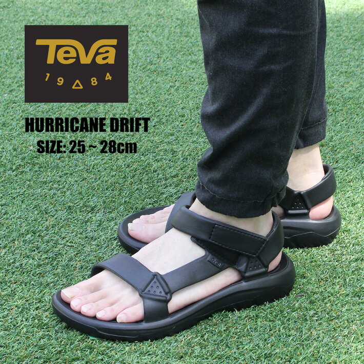 最大300円OFFクーポン配布中！5/16 1:59まで Teva テバ HURRICANE DRIFT ハリケーン ドリフト 1124073 スポーツサンダル ストラップサンダル靴 シューズメンズ 黒 ブラック サンダル スポサンEVA プレゼント ギフト アウトドア キャンプ 送料無料 oudr sndl 母の日