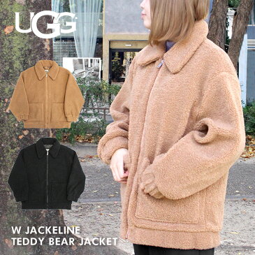 UGG アグ W JACKELINE TEDDY BEAR JACKET ジャケライン テディ ベア ジャケットフリース ジャケット アウター フォーファー レディース ブラック ブラウン 1107550プレゼント ギフト 通勤 通学 送料無料