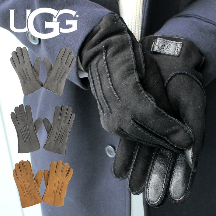 UGG アグ CONTRAST SHEEPSKIN TECH GLOVE コントラスト シープスキン テック グローブ手袋 スマホ対応 スマホ タッチパネル対応 撥水加工 メンズ ブラック グレー ブラウン 18712プレゼント ギフト 通勤 通学 送料無料 母の日