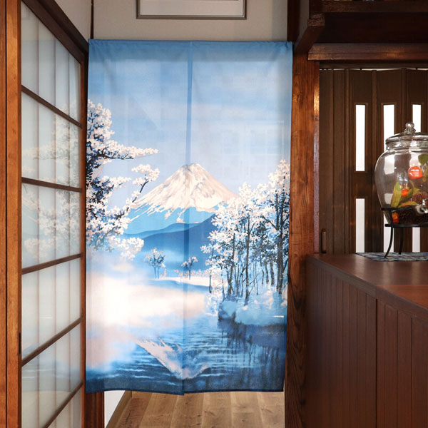 のれん 暖簾 四季富士冬 85X150cm 本縫いのれん 目隠し 店舗 施設 向け 日本製 和...