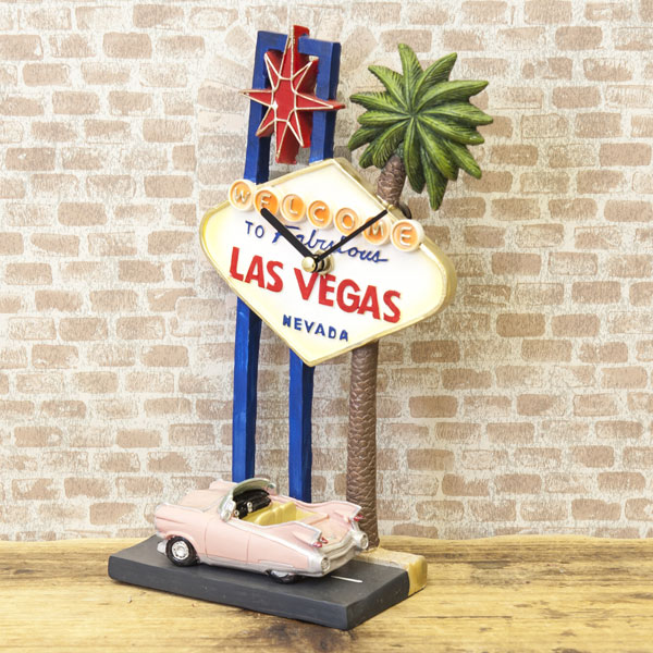 置時計 テーブルクロック アメリカン レトロ オールディーズ アメリカン雑貨 LAS VEGAS 置時計 置き時計 時計 おしゃれ ラスベガス レトロ アンティーク 雑貨 レトロな置時計 プレゼント ギフト ノスタルジック