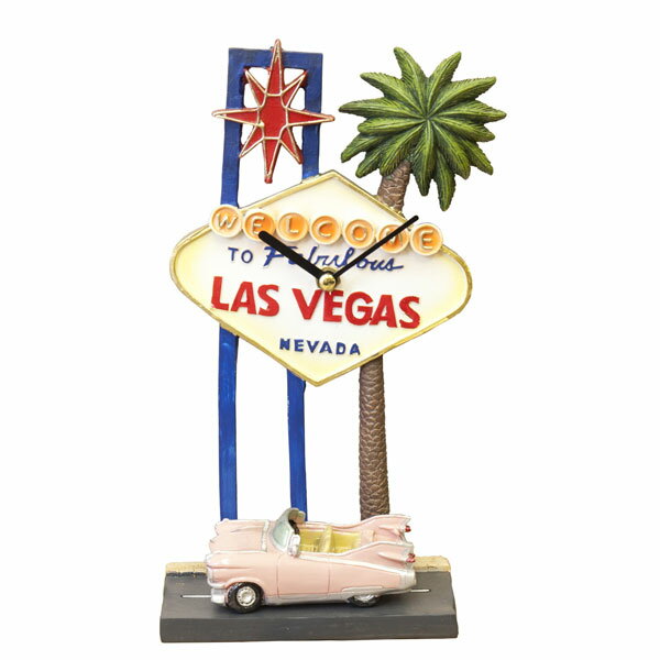 置時計 テーブルクロック アメリカン レトロ オールディーズ アメリカン雑貨 LAS VEGAS 置時計 置き時計 時計 おしゃれ ラスベガス レトロ アンティーク 雑貨 レトロな置時計 プレゼント ギフト ノスタルジック [2]