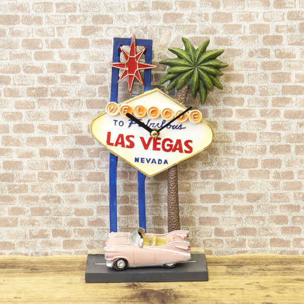 置時計 テーブルクロック アメリカン レトロ オールディーズ アメリカン雑貨 LAS VEGAS 置時計 置き時計 時計 おしゃれ ラスベガス レトロ アンティーク 雑貨 レトロな置時計 プレゼント ギフト ノスタルジック [3]