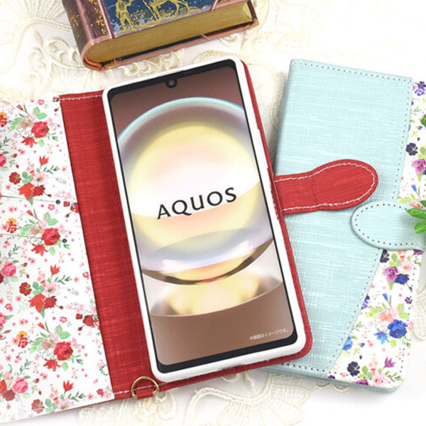 Rakuten - AQUOS R8 手帳 ケース 花柄 ハッピーブーケ SH-52D/SH-R80 アクオス R8 カバー 擦り傷防止 おしゃれ スマホカバー スマホケース おしゃれ シンプル スマートフォン 携帯ケース 手帳型 スタンド カード収納 レディース