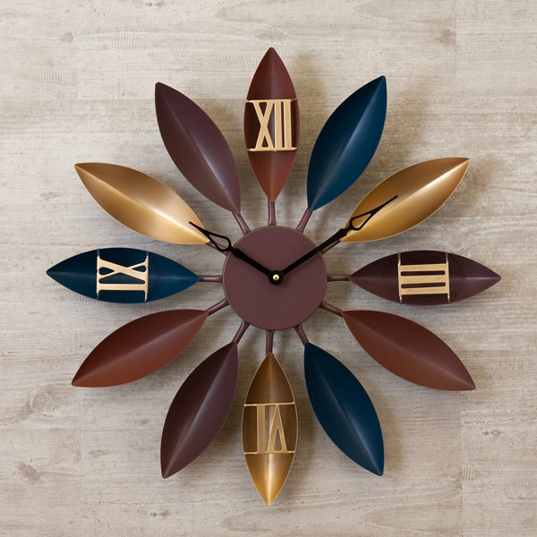 掛け時計 デコラティブ ウォールクロック リーフ 時計 デザインウォールクロック おしゃれ ポップ 掛け時計 時計 とけい クロック アンティーク調 北欧風 カラフル 壁面 ユニーク ギフト 店舗 カフェ Decorative