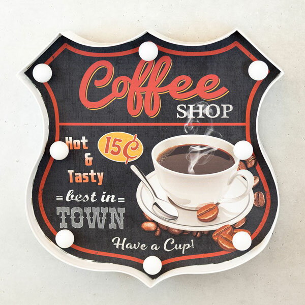 Rakuten - 業務看板 アメリカンクラシック LED Sign サイン Coffee SHOP リビングスタジオ 直輸入 看板 ビンテージ アンティーク おしゃれ ガレージ 輸入雑貨 American Classic LED Sign コーヒーショップ