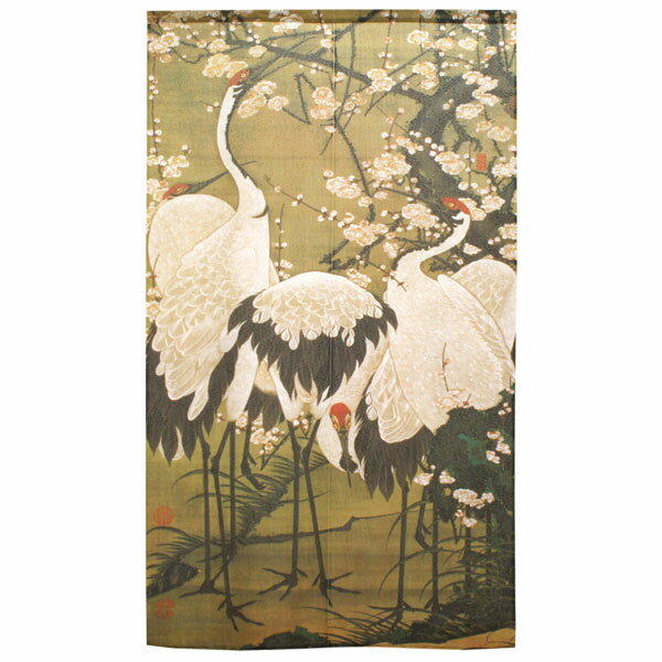 樂天商城 - のれん 暖簾 伊藤若冲 梅花郡鶴図 85X150cm 和風のれん 目隠し 店舗 施設 向け 日本製 和風 おしゃれ シンプル 和柄 和風 玄関 目隠し 150丈
