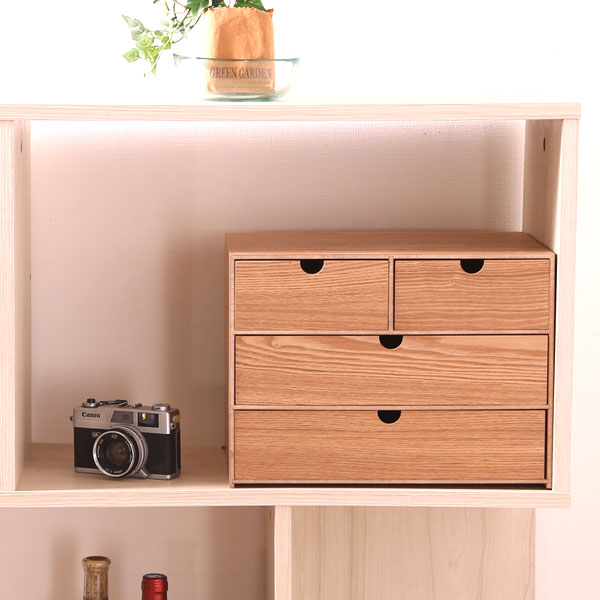 突板引出付 収納ケース 3段 ナチュラル キューブボックス アンティーク調/収納ボックス/収納ケース/キッチン/箱収納/木製 収納 ウッドグラデーション ボックス 引き出し おしゃれ ナチュラル