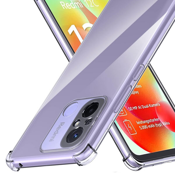 Rakuten - Xiaomi Redmi 12C 4G 送料無料 耐衝撃 シャオミ スマートフォン 保護 クリアケース ソフト クリア ケース ケース CASE 耐衝撃 軽量 持ちやすい カッコいい エアクッション ストラップホール付き ケース 透明 マイクロドット