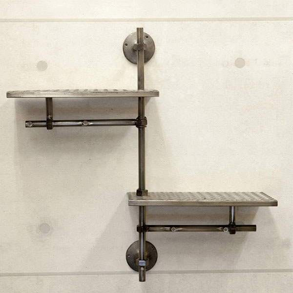 ウォールシェルフ インダストリアル メタル ウォールラック 壁面棚 壁掛け インテリア 水道管モチーフ デザイン アイアン 雑誌入れ ブルックリンテイスト 壁面