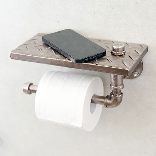 トイレットペーパーホルダー カバー おしゃれ インダストリアル メタル トイレ ペーパーホルダー シングル 水道管 トイレットペーパー ホルダー シンプル 収納 お手洗い トイレットペーパーホルダー インダストリアルメタル ブルックリンテイスト