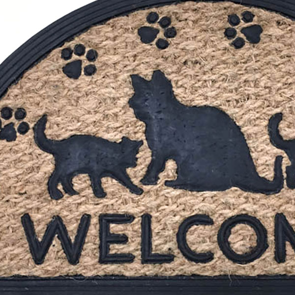 玄関マット 屋外 屋内 ラグマット おしゃれ ラグ マット カーペット 高級感 泥落とし ラバーコイヤーマット キャット 半円