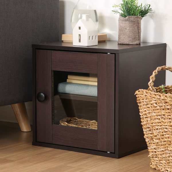 ボックス 収納ボックス 扉付き 棚付き カラーボックス シンプル タイプ キューブ ラック 収納 ボックス オープン 木目 ディスプレイラック 机 デスク カラーボックス ラック 扉 収納 ガラス扉