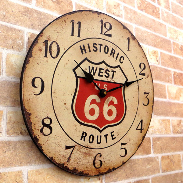 Rakuten - 時計 おしゃれ アンティーク ROUTE66 レジェクションカフェクロック デザインウォールクロック アンティーク デザイナーズクロック 壁掛け 掛け時計 カフェ 店舗 US Route66 ウォールクロック ルート66