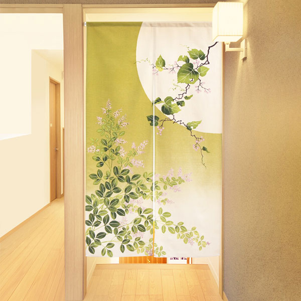 樂天商城 - のれん 暖簾 綿100％ 85X150cm 萩に月 目隠し すもう 店舗 施設 向け 日本製 和風 おしゃれ シンプル 和柄 和風 玄関 目隠し 150丈