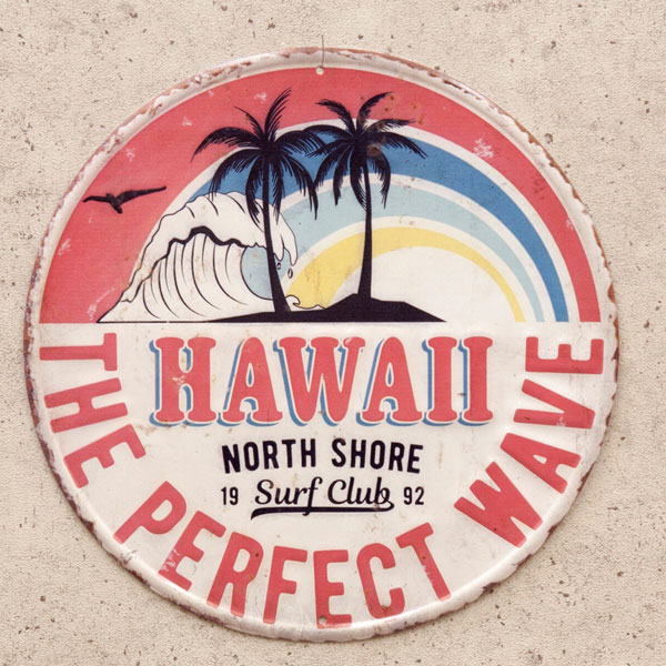 ブリキ看板 アンティーク エンボスプレート 丸型プレート ハワイ バー カフェ看板 アンティーク 店舗用 壁掛け プレート 屋外 おしゃれ レトロ調 プレート オブジェ ポスター hawai ハワイ雑貨 THE PERFECT WAVE