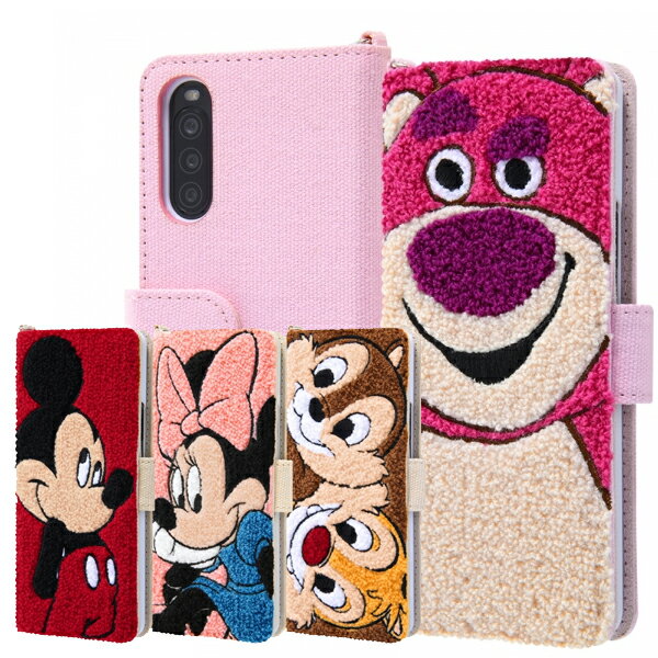 樂天商城 - Xperia10 II ケース 手帳型 ディズニー キャラクター 手帳ケース サガラ刺繍 ミッキー ミニー チップ&デール ロッツォ カード入れ 可愛い SO-41A SOV43
