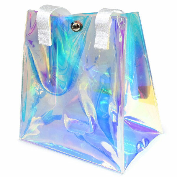 オーロラ ビニールバッグ 透明 トートバッグ ショルダーバッグ ビニール製 クリアバッグ ミニ コンパクト レディース バッグ 鞄 おしゃれ 推し活 痛バッグ 保護 プールバッグ 夏 海 サマー A5対応 送料無料