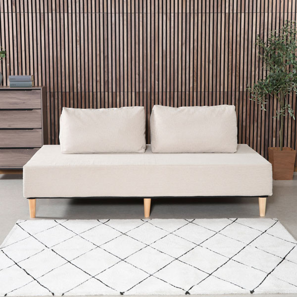 Rakuten - ソファ ソファー チェア ソファベッドインテリア 家具 幅195cm 2人掛け 1人掛け 北欧 アイランド型 布 ファブリック ベッド クッション付き 肘付きなし 肘掛けなし 2P 1P 完成品 おしゃれ 可愛い モダンリビング シンプル ワンルーム コンパクト 新生活