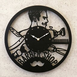 床屋さんのための時計 時計 おしゃれ デザインウォールクロック 理容室 アンティーク デザイナーズクロック 壁掛時計 デザインウォールクロック レーザーカット メタルサイン ウォールクロック Laser Cut Metal Wall Clock BARBER SHOP 壁掛け 掛け時計