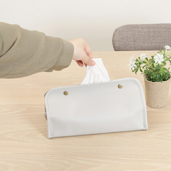 ティッシュケース PU レザー調 ティッシュボックス おしゃれ 北欧 ふた付き ティッシュ ティッシュペーパー キッチン 台所 リビング ダイニング 洗面所 幅25.5×奥行12.5×高さ11.2 [2]