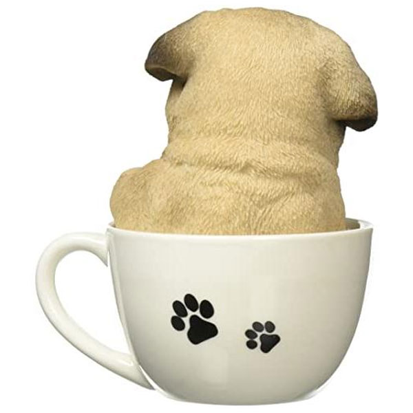 犬の置物 パグ ドッグオーナメント ガーデン ティーカップ かわいい インテリア 雑貨 置物 部屋 玄関 庭 ガーデン マスコット 雑貨小物 いぬ イヌ 動物 置物 オーナメント 小さい 小さめ [2]