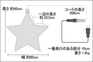 【送料無料】LEDイルミネーション 3Dグローモチーフ スター 60cm 96球 ブルー 星 屋外使用可 おしゃれ クリスマス 電飾