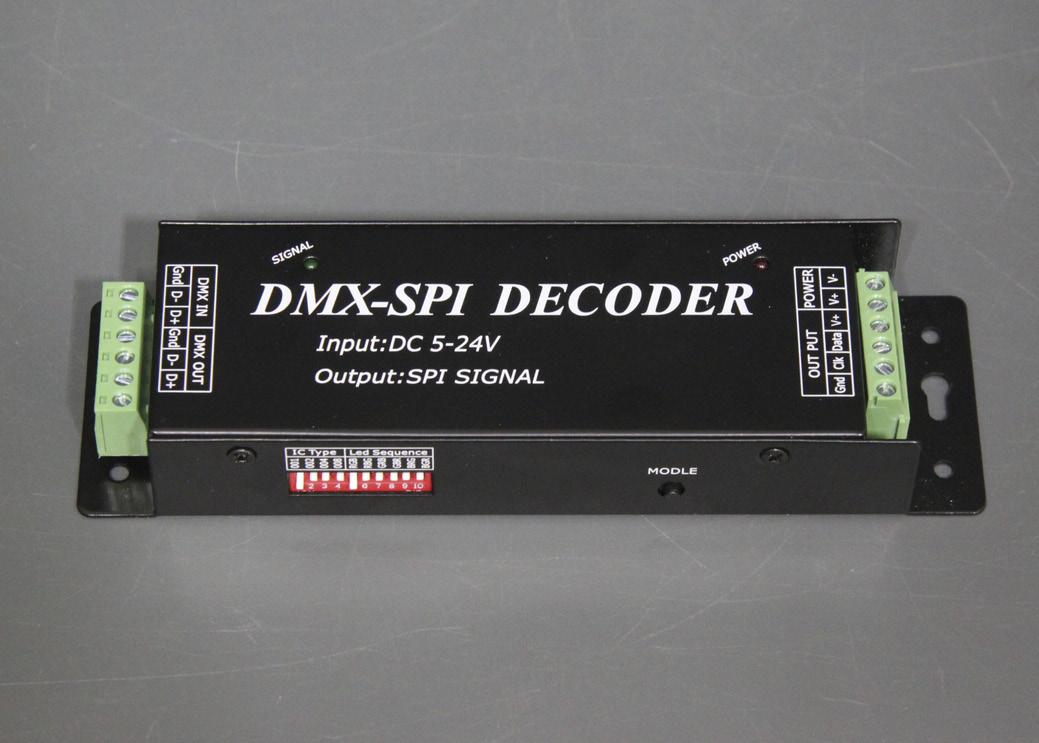 LEDイルミネーション DMX-SPIデコーダ SPI対応ストリング用 10IC対応 DMXスタートアドレス設定不可 DC5-24V仕様 512チャンネル