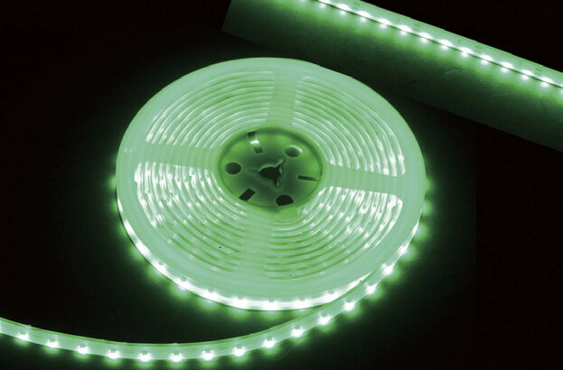 LEDイルミネーション 防水型LEDテープライト 側面発光 SMD3014型 グリーン 300球 5m巻 白基板 屋外使用可 電源部,部品別売り おしゃれ 間接照明