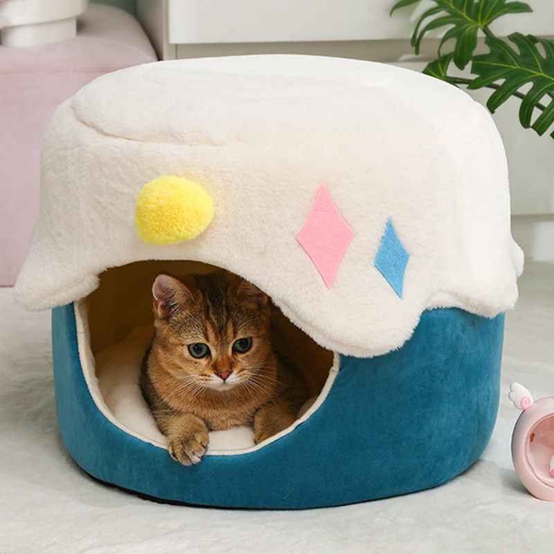 800円OFFクーポン ペットベッド 猫ベッド 温かい 猫ハウス 冬 キャットハウス ドーム型 クッション 冬用ベッド 洗える ふわふわ もこもこ 小型犬 滑り止め 可愛い ペット用品 軽量 四季/冷房/保温防寒/快適 柔らかい 室内 ペットハウス YOUIKA