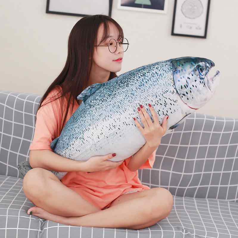 300円OFFクーポン 魚ぬいぐるみ 抱き枕 サーモン グレー 抱き枕 小さい リアル ふわふわ 柔らかい 癒し..