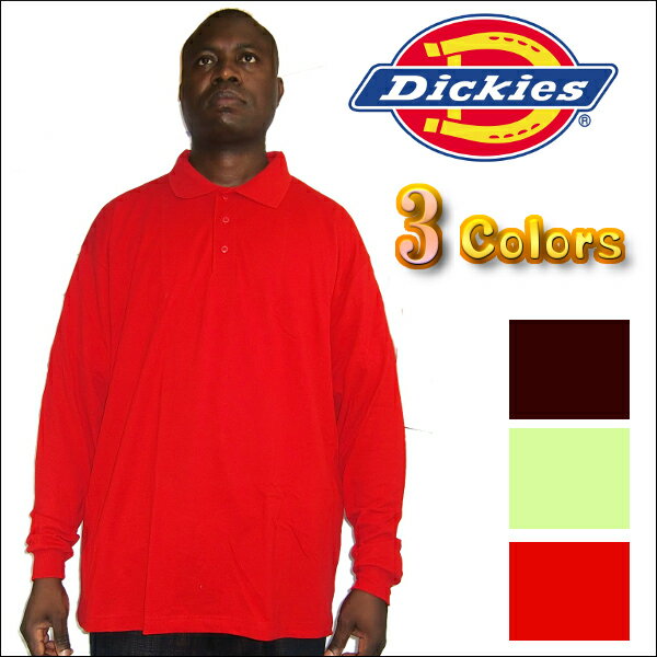 【全3色】DICKIES(ディッキーズ)dickies PLAIN PIQUE POLO SHIRT無地/プレーン 長袖(ポロシャツ)ポロ S M L LL 2XL 3L 4L