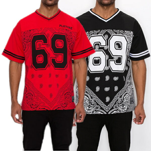 VICTORIOUS #69 BANDANA FOOTBALL SHIRTSペイスリー柄フットボールシャツ　ジャージ バンダナ　フットボールシャツ　シャツ　メンズ　ゲームシャツ大きいサイズ　スポーツウエア　スポーツウエアBANDANA