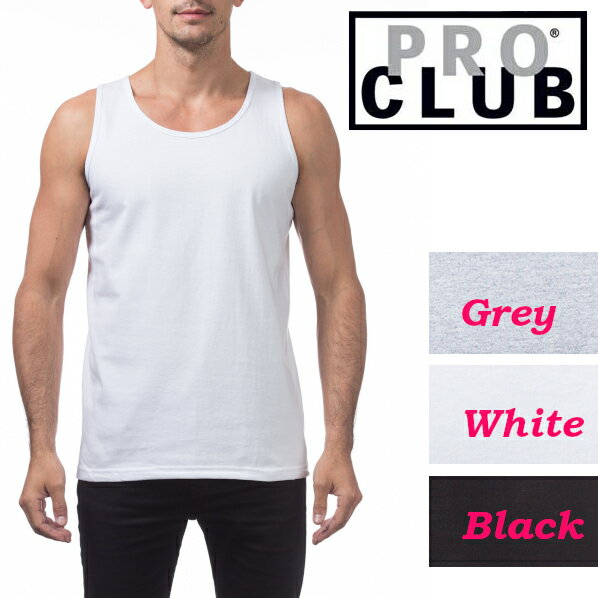 【111】S〜3XL PRO CLUB (プロクラブ)(ヘビーウェイト) HEAVY WEIGHT TANK TOP ヒップホップ衣装　ダンスPROCLUB 無地/プレーン ヘビーウエイト　タンクトップ　ジムウエア大きいサイズメンズ インナー 作業着5Lスリーブレス　ノースリーブ