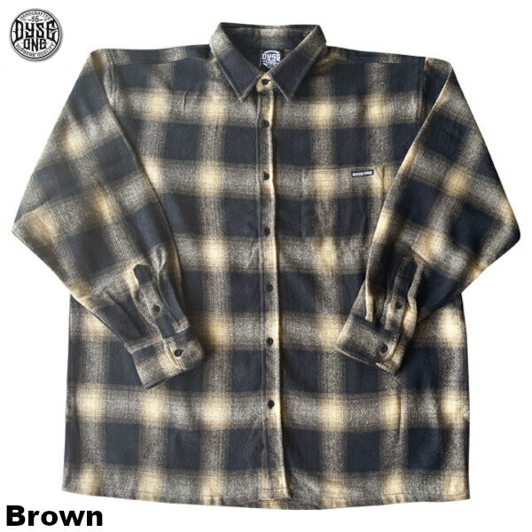 Dyse One　Flannel Shirtチェック柄 L/Sシャツ オールドスクール　[ダイスワン]　チェックシャツ　【全2色】 100%ポリエステル　ダイズワン シャツ プレイド 長袖 メキシカン チカーノ ギャング ローライダー メンズ 大きいサイズ シャツ S M L LL 2L 3L 4L 5L 3