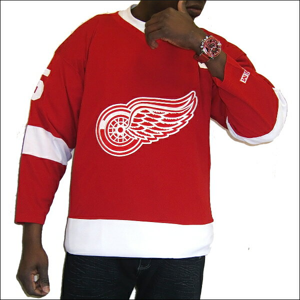 DETROIT RED WINGS (デトロイトレッドウィング) hockey jersey　replica アイスホッケーシャツ #5【LIDSTROM】アイスホッケー　ゲームシャツ 大きいサイズメンズ　メンズ大きいTシャツ　ヒップホップ衣装　ダンス　衣装　ジャージ 1