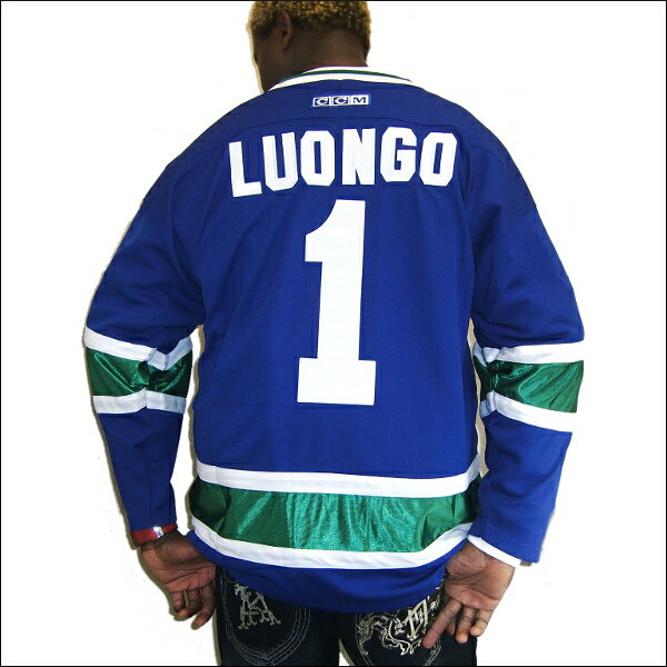 Vancouver Canucks (バンクバーカノックス) replica アイスホッケーシャツ #1【LUONGO】hockey jersey　アイスホッケー　ゲームシャツ 大きいサイズメンズ　メンズ大きいTシャツ　ヒップホップ衣装　ダンス　衣装　ジャージ 2