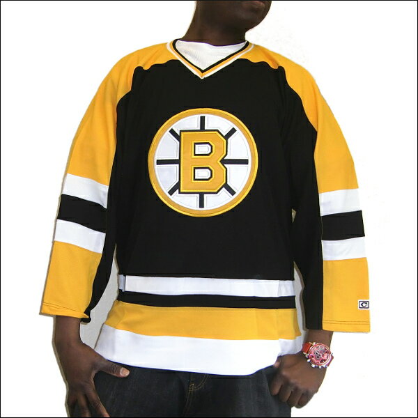 BOSTON BRUINS (ボストンブロインス) replica アイスホッケーシャツ 【TEAM JERSEY】アイスホッケー　ゲームシャツ 大きいサイズメンズ　メンズ大きいTシャツ　ヒップホップ衣装　ダンス　衣装　ジャージ