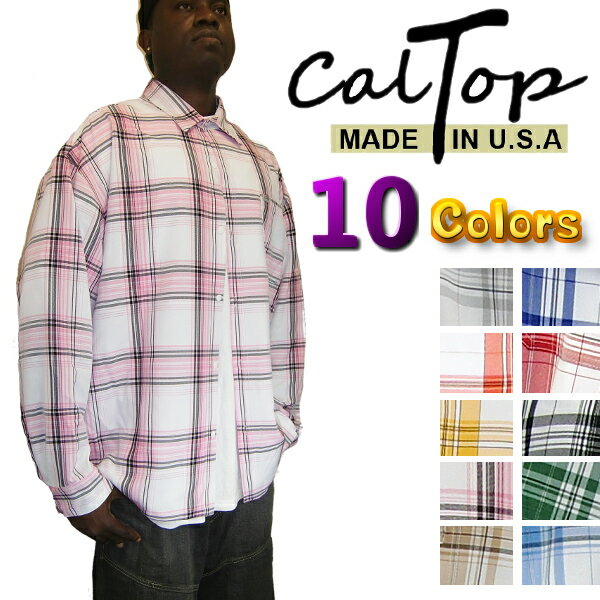 【あす楽】CalTop チェック柄 L/Sシャツ　[カルトップ]　チェックシャツ　【全11色】 キャルトップ シャツ カルトップ 長袖 チェックシャツ メキシカン チカーノ ギャング ローライダー メンズ 大きいサイズ シャツ LL 2L 3L 4L 5L