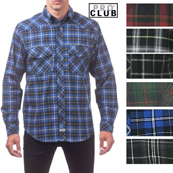 【151】PRO CLUB (プロクラブ) Men's L/S Flannel Shirt【全6色】【フラネルシャツ]チェック柄 L/Sシャツ PROCLUB 長袖(ロングスリーブ) ボタンシャツ 小さいサイズ 大きいサイズ メンズ ネルシャツ メキシカン　ストリート系　ヒップホップ　作業着LL 2L 3L 4L 5L