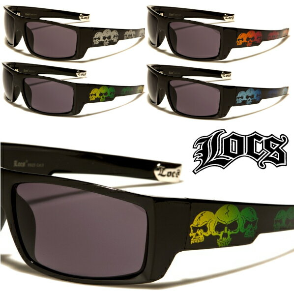 (91025)【4色】Locs,s Shade Black Skull Rectangle Men's Sunglasses OGサングラス【ロックス】【LOS ANGELES USA DESIGN アメリカ メキシカン/チカーノ/BKスタイル】サンシェードロス　LA ギャングスター ホミー　ヒップホップ　メンズ　サングラス 1