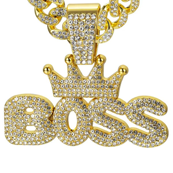 BOSS HIP HOP PENDANT 大きめラインストーン付 メッキ ペンダントのみ【ブリンブリンペンダント】ダイアだらけ ICED-OUT BLING BLING アイスドアウトネックレスペンダント、ヒップホップネックレス、Bボイ　ダンス　ファッションアクセサリー