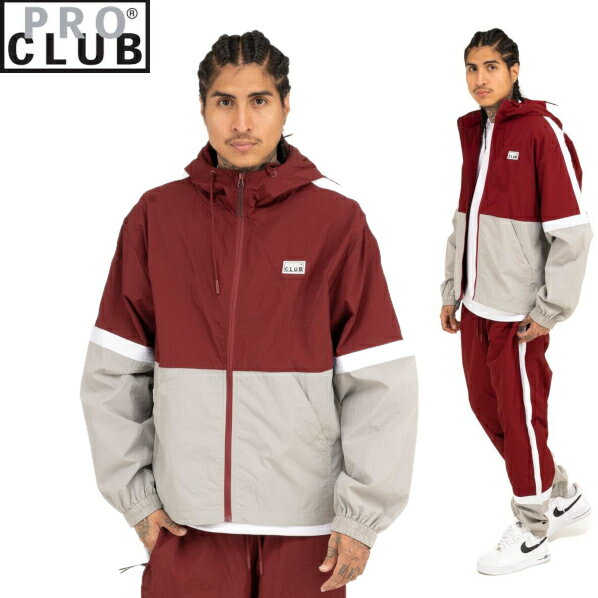 【11PC0303】PRO CLUB SYMMETRY TRACK JACKET (プロクラブ)　ナイロントラックジャケット　ヒップホップ衣装　ダンス　衣装　S〜3XL PROCLUBメンズアウター　ジャケットメンズ 大きいサイズ ジャケット LL 2L 3L 4L 5L