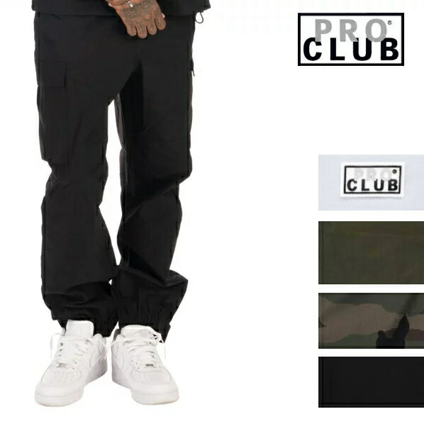 【03PC0502】PRO CLUB　NYLON CARGO PANT(プロクラブ) ナイロンカーゴ ロング パンツヒップホップ衣装　ダンス　衣装【S〜3XL】迷彩　カモフラージュ　Pro club PROCLUB【全3色】ナイロンパンツ　カーゴパンツ メンズ 大きいサイズ LL 2L 3L 4L 5L 7L