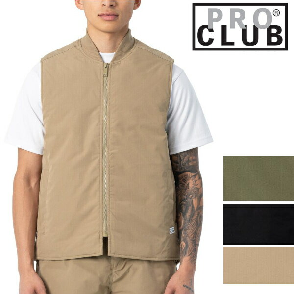 【31PC0303】[全3色]PRO CLUB SPRING QUILT LINED WORK VEST(プロクラブ) キルティングバーブル ベスト Pro club 無地ベストメンズ　(S〜3XL) メンズ 大きいサイズ ジャンパー LL 2L 3L 4L 5L 7L