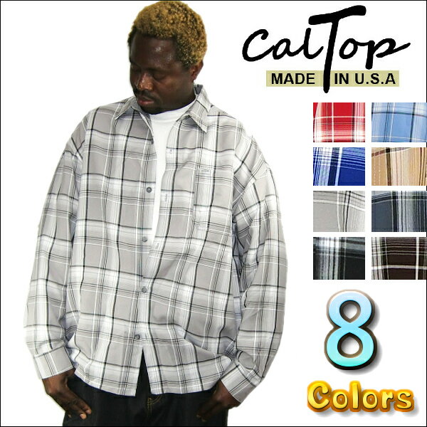 【Made in USA】【全8色】CalTop チェック柄 L/Sシャツ S〜5XL [カル...