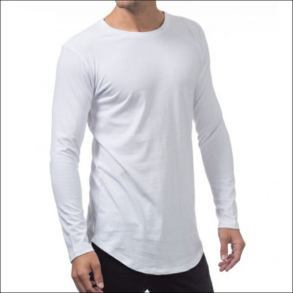 【118】PRO CLUB Men’s Curved Hem Longline Tall Long Sleeve Tee(プロクラブ) ライトウェイト[薄い素材]　ロング丈 【M〜2XL】カーブ長袖TシャツPROCLUB 無地/プレーン ロングTシャツ(L/S TEE)Pro club 大きいサイズメンズ　スノボー ウェア 作業着
