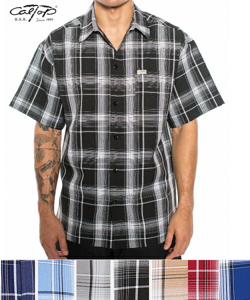 CalTop チェック柄 S/Sシャツ　[カルトップ]　MADE IN USA【全5色】メンズボタンシャツ　メンズチェックシャツ　大きい半袖シャツ　LL 2L 3L 4L 5L 7L