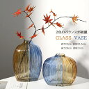 【vase495】ガラス花瓶 水耕 丸型 つぼ型 バイカラー フラワーベース 装飾花瓶 装飾 ホームギフト 北欧モダン 母の日 モデルルーム